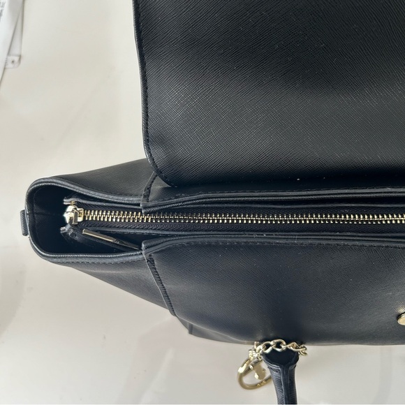 NWT Trussardi Black Satchel Shoulder Strap Gold Hardware Logo Bag Charm pockets - Picture 7 of 13